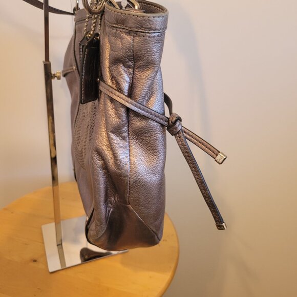 Coach Audrey Medium Cinched North South Tote Gunmetal Silver - Picture 7 of 14